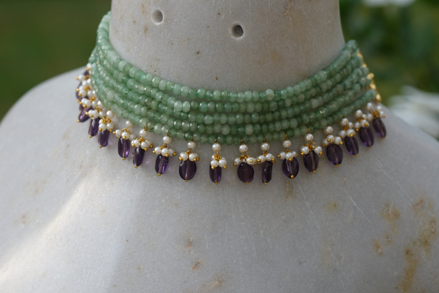 Light Green Beads choker  (4-5474)(R) - JEWELSTYLE