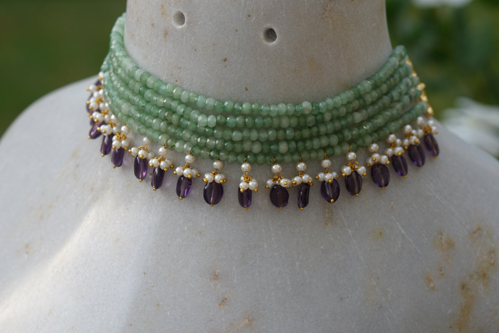 Light Green Beads choker  (4-5474)(R) - JEWELSTYLE