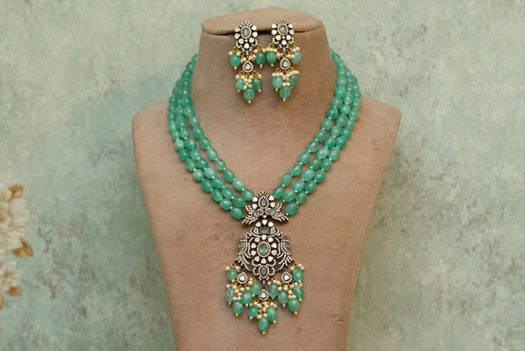 Mint  Polki necklace set(4-7010)(B)