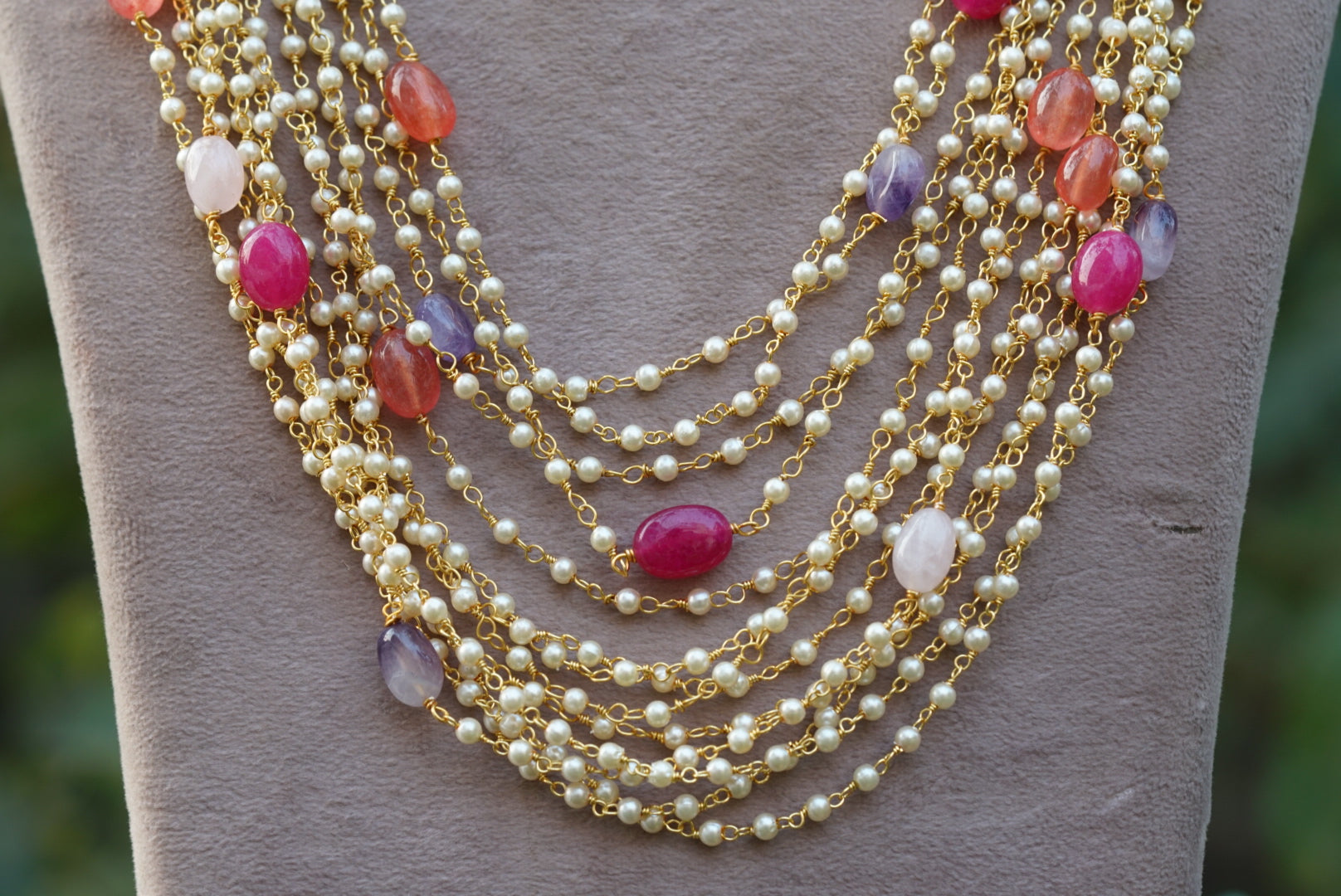 Multi beads pearl  necklace (4-6234)(N) - JEWELSTYLE