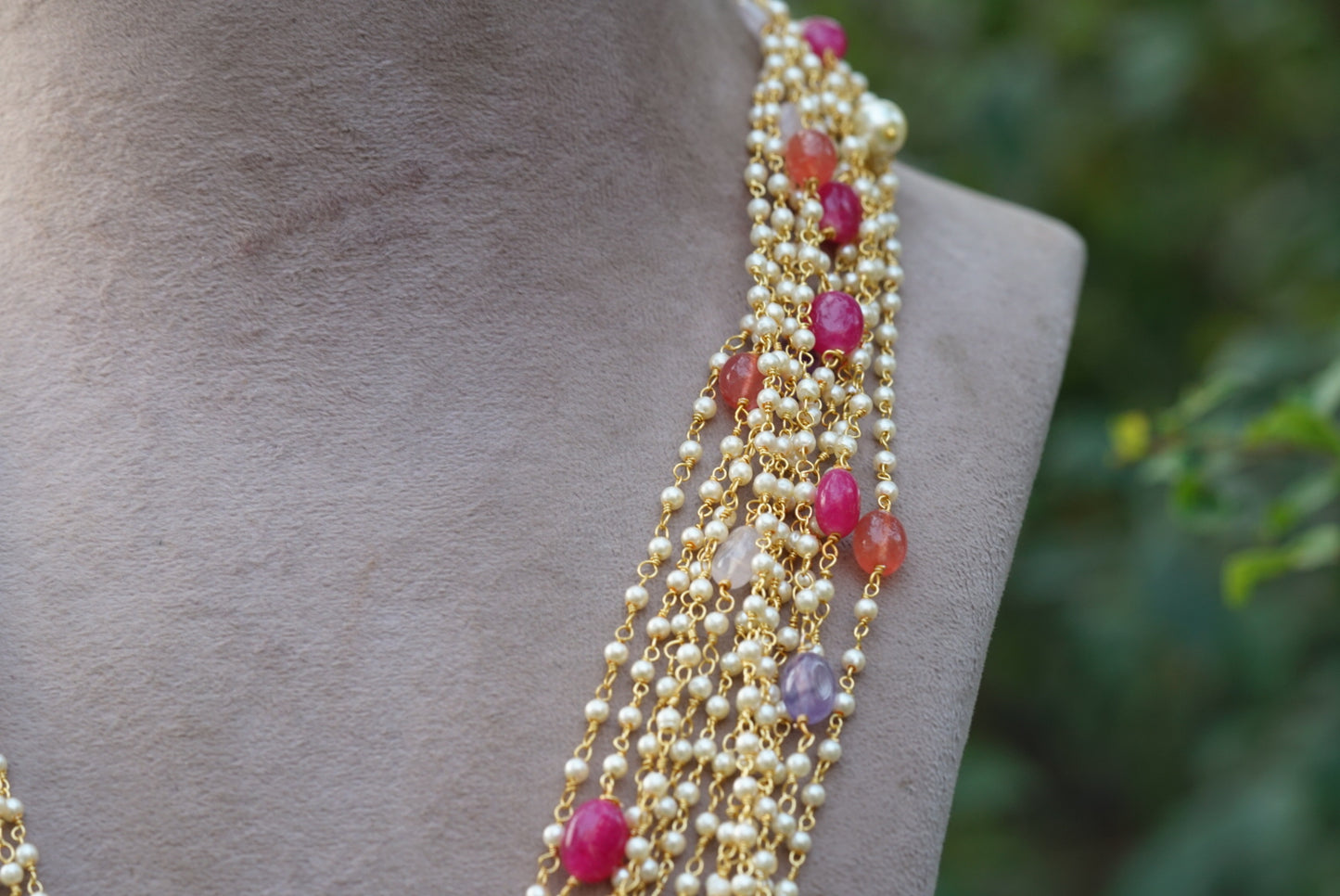 Multi beads pearl  necklace (4-6234)(N) - JEWELSTYLE