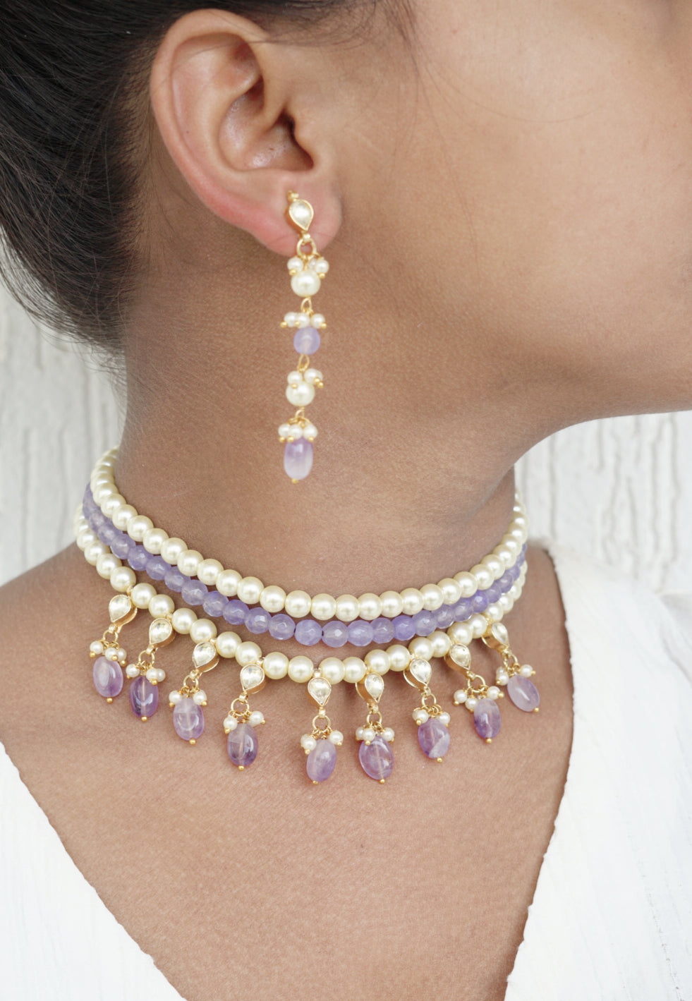 beads necklace set (4-6724)(N)