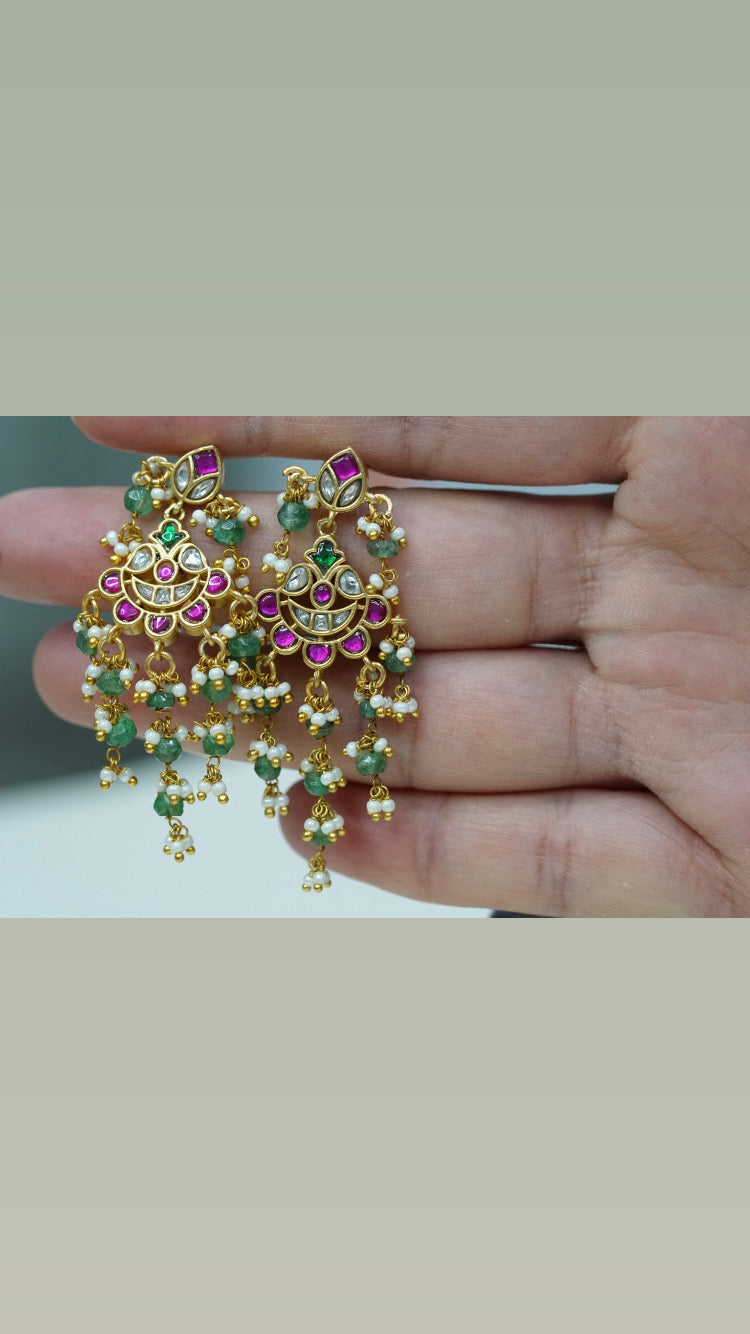 Small Kundan earrings (1-3761)(K) - JEWELSTYLE