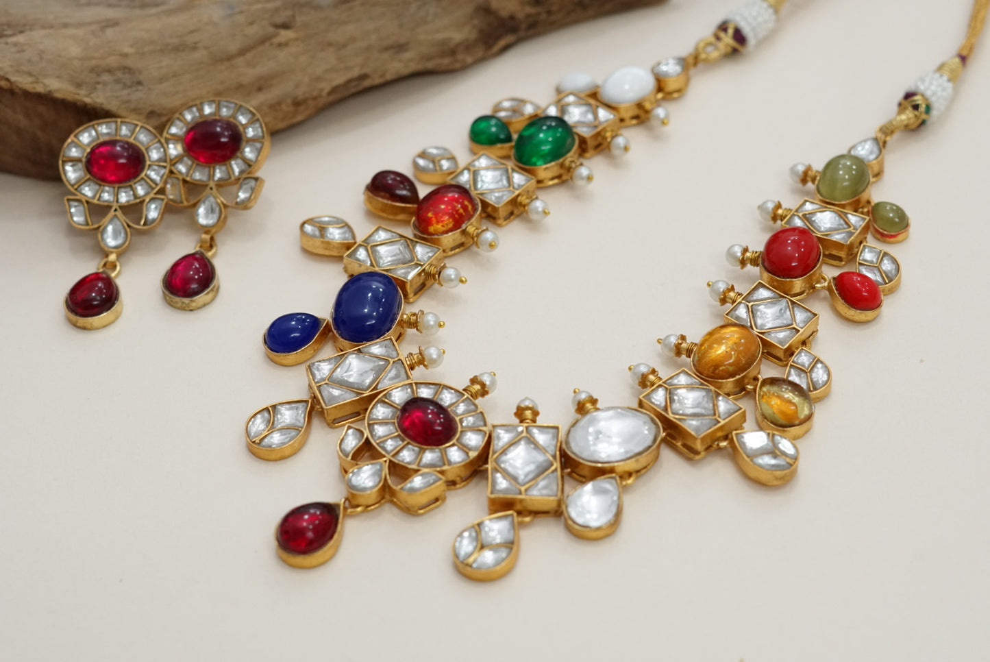 Navratan necklace set (4-6235)(R)(PREORDER) - JEWELSTYLE