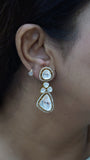 White Kundan earrings(1-3819)(B)