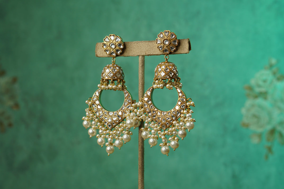 Kundan Chandbali Earrings (1-5612)(R)