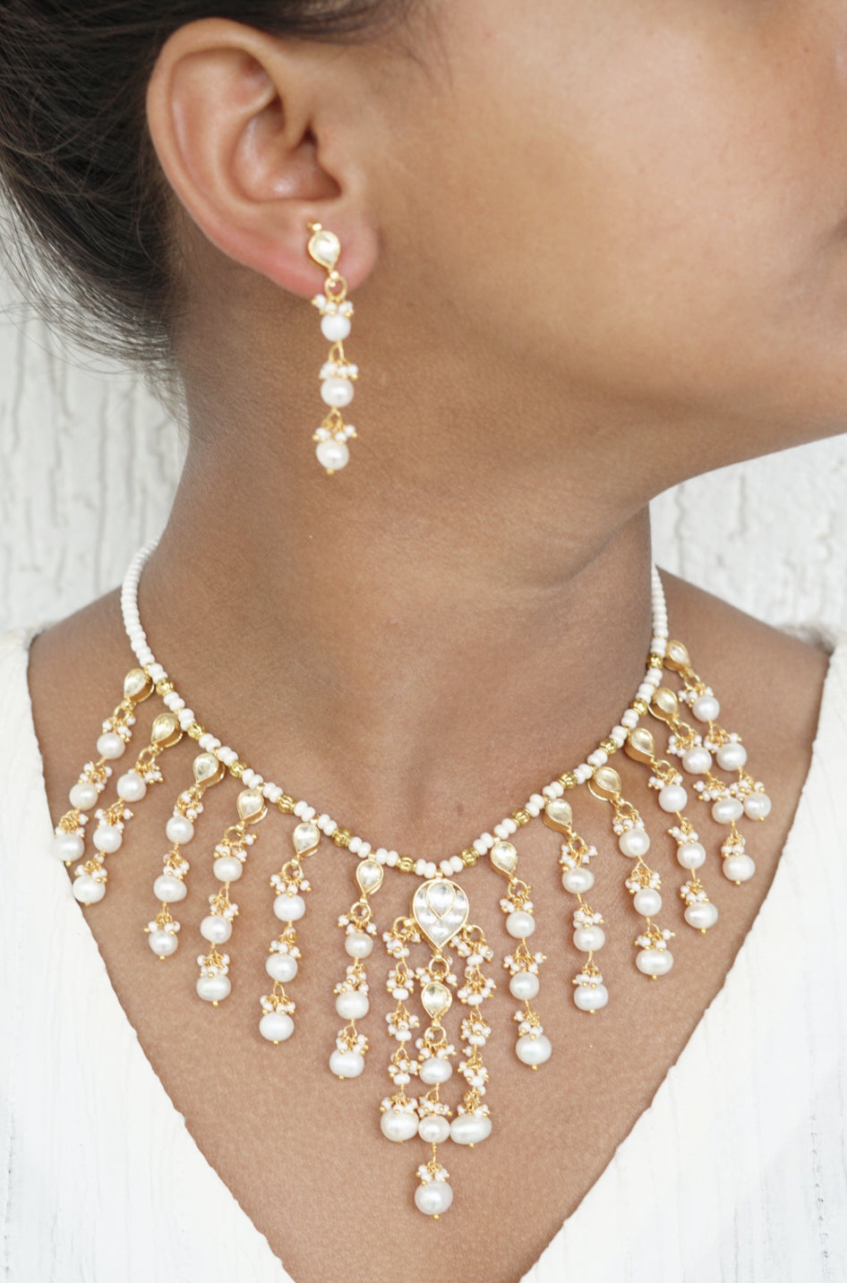Kundan Beads necklace set (4-6682)(N) - JEWELSTYLE