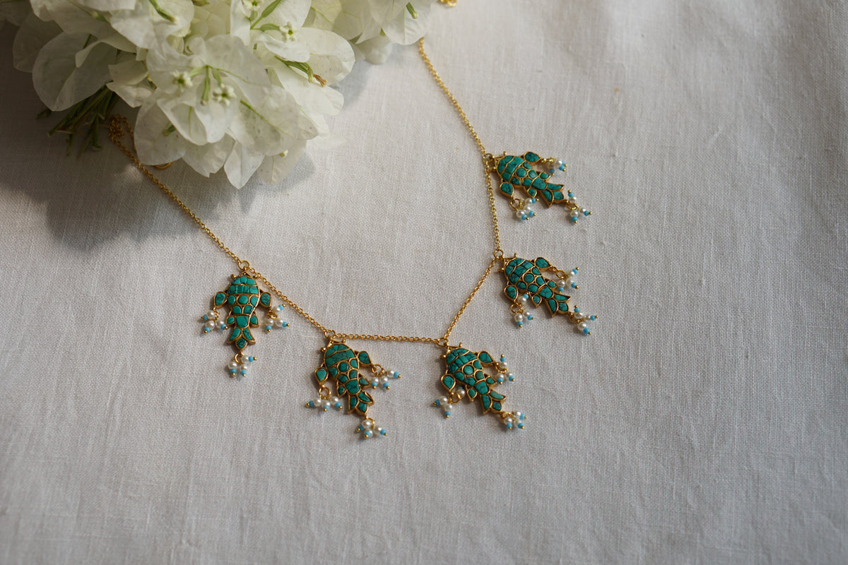 Kundan Fish Necklace (4-9725)(R)