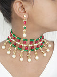 Kundan Beads necklace set (4-6680)(N)