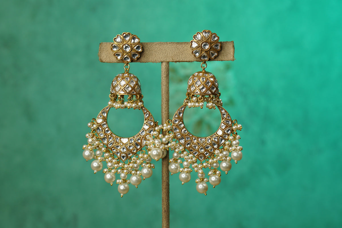 Kundan Chandbali Earrings (1-5612)(R)