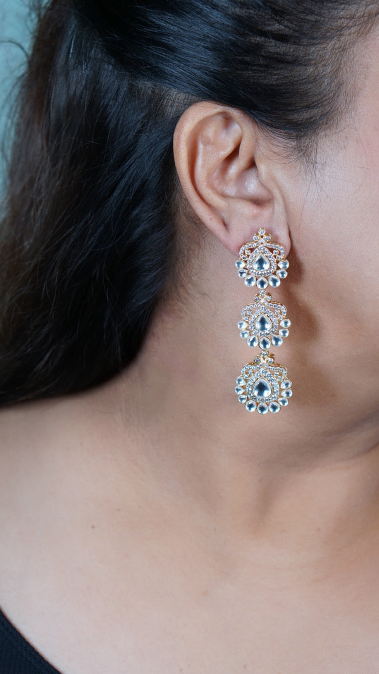 White  Polki earring (1-3377)(B) - JEWELSTYLE