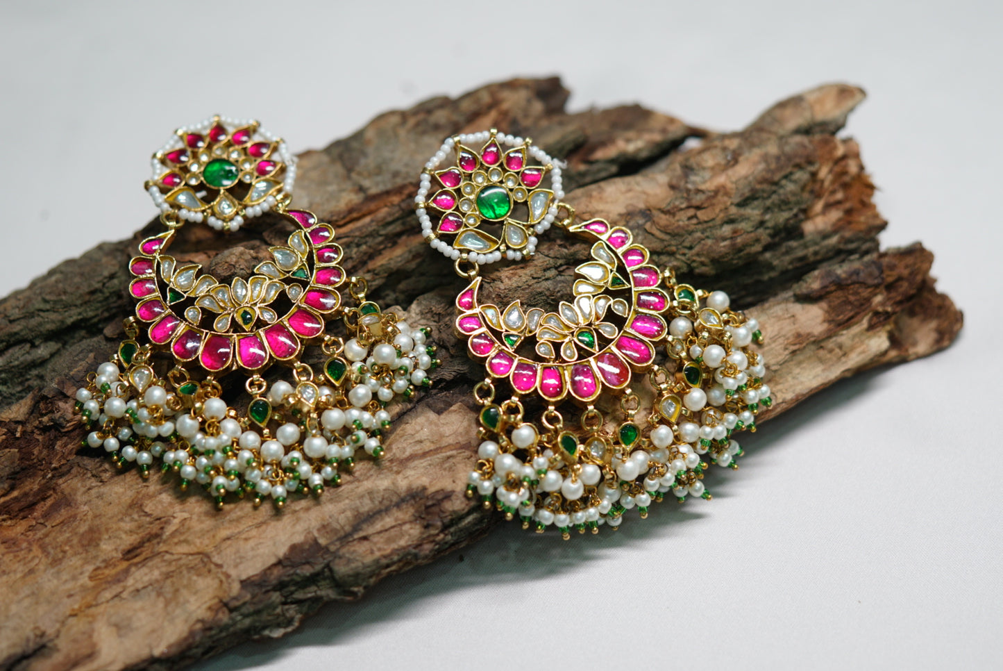 Kundan chandbali earrings(1-2798)(R)(preorder) - JEWELSTYLE