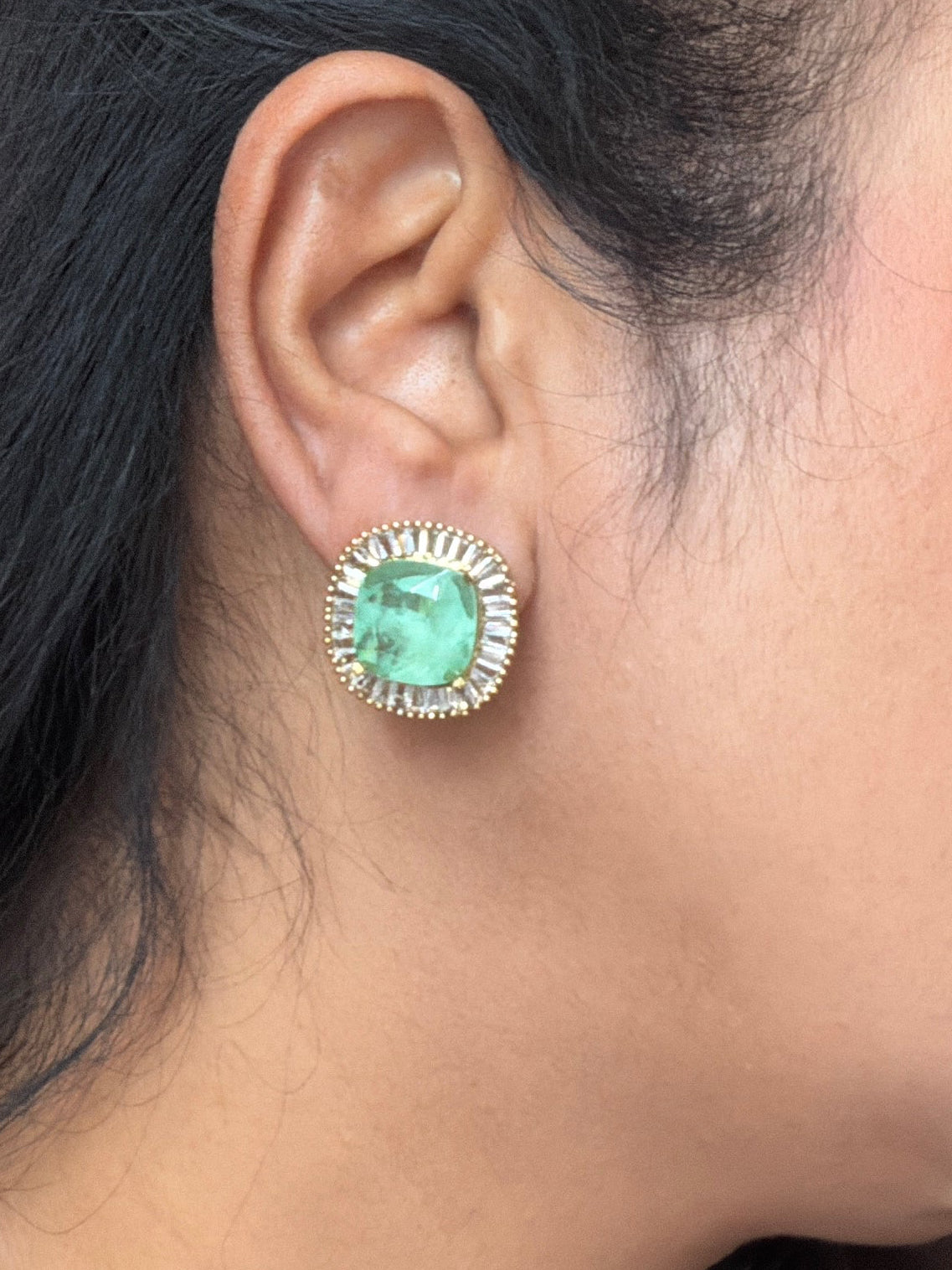 Mint stone Studs (1-5502)(B)