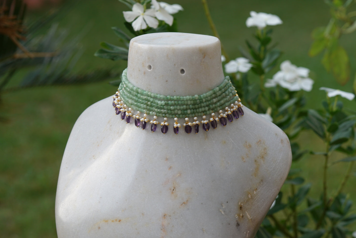 Light Green Beads choker  (4-5474)(R) - JEWELSTYLE