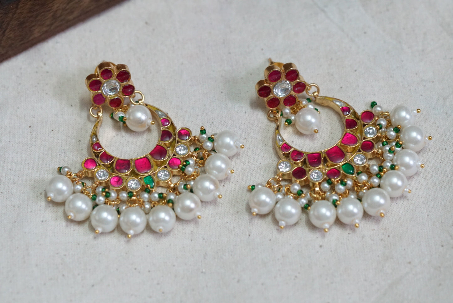 Kundan chandbali earring  (1-2974)(R)(DISCOUNTED)