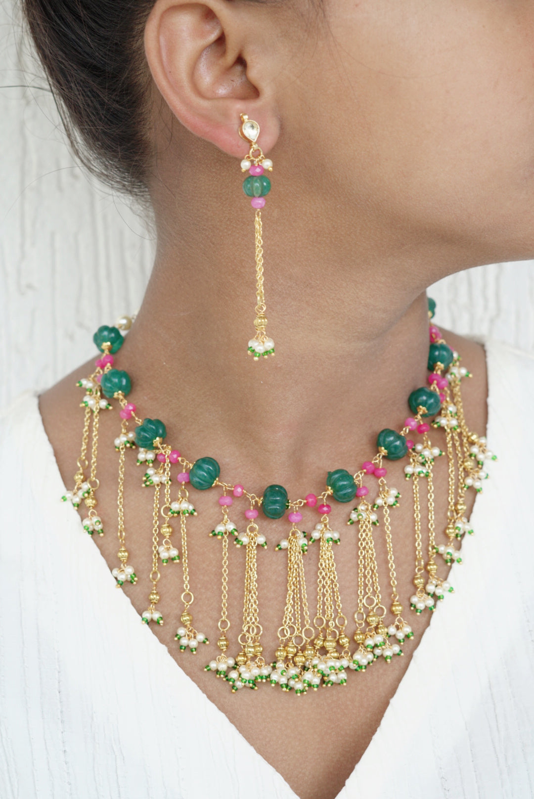Beads necklace set (4-6691)(N)