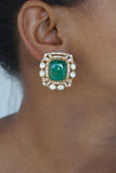 Green Polki studs earring (1-3374)(B)