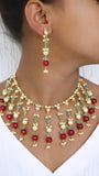 kundan beads necklace set (4-6718)(N)