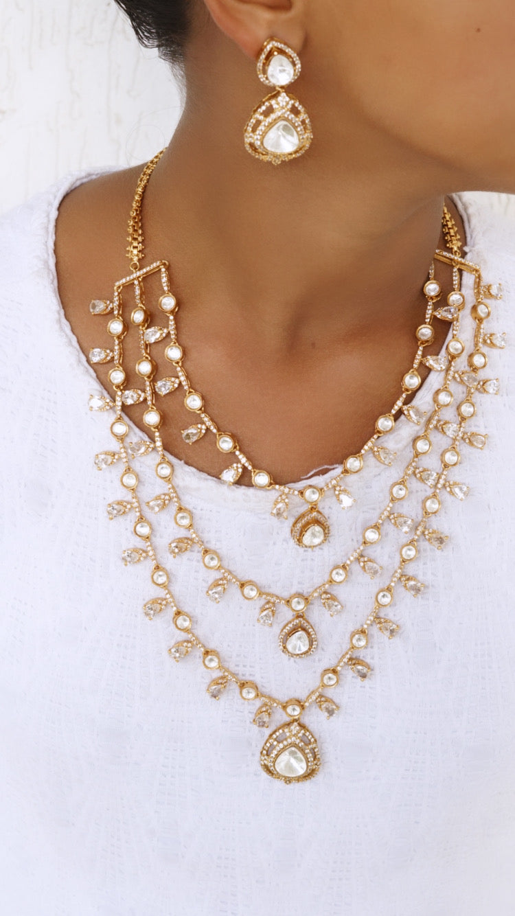 Kundan polki necklace set (4-6605)(B)(Preorder) - JEWELSTYLE