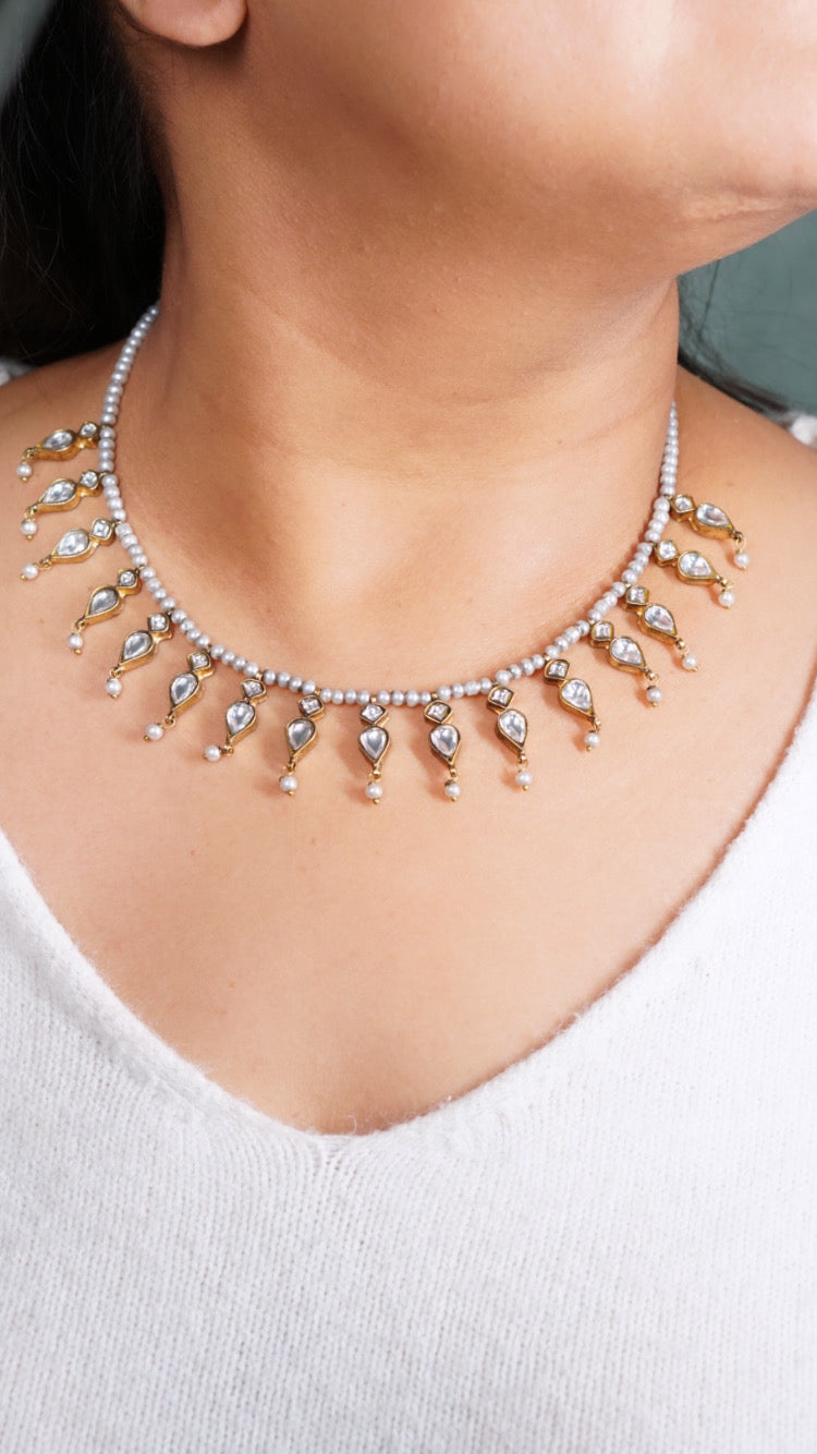 White Kundan necklace(4-7868)(R)(PREORDER)