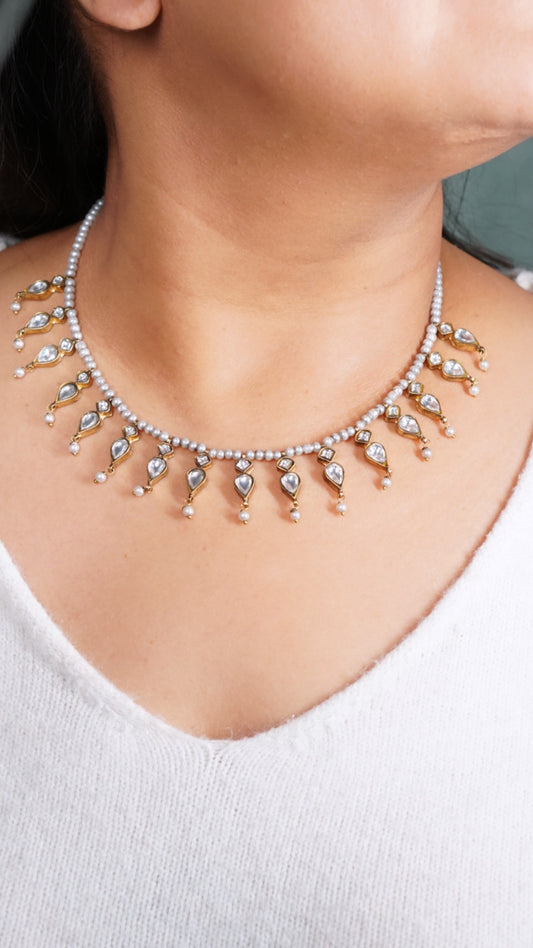 White Kundan necklace(4-7868)(R)(PREORDER)