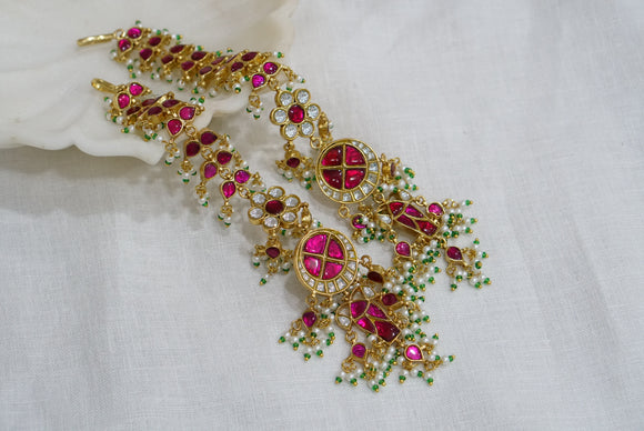 Kundan pink fish earring (1-3786)(R)