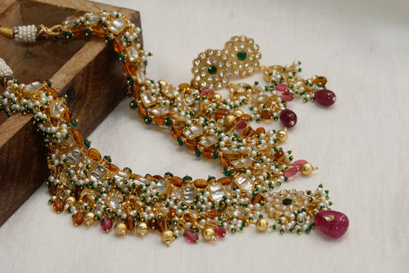 Kundan necklace set  (4-6232)(R)
