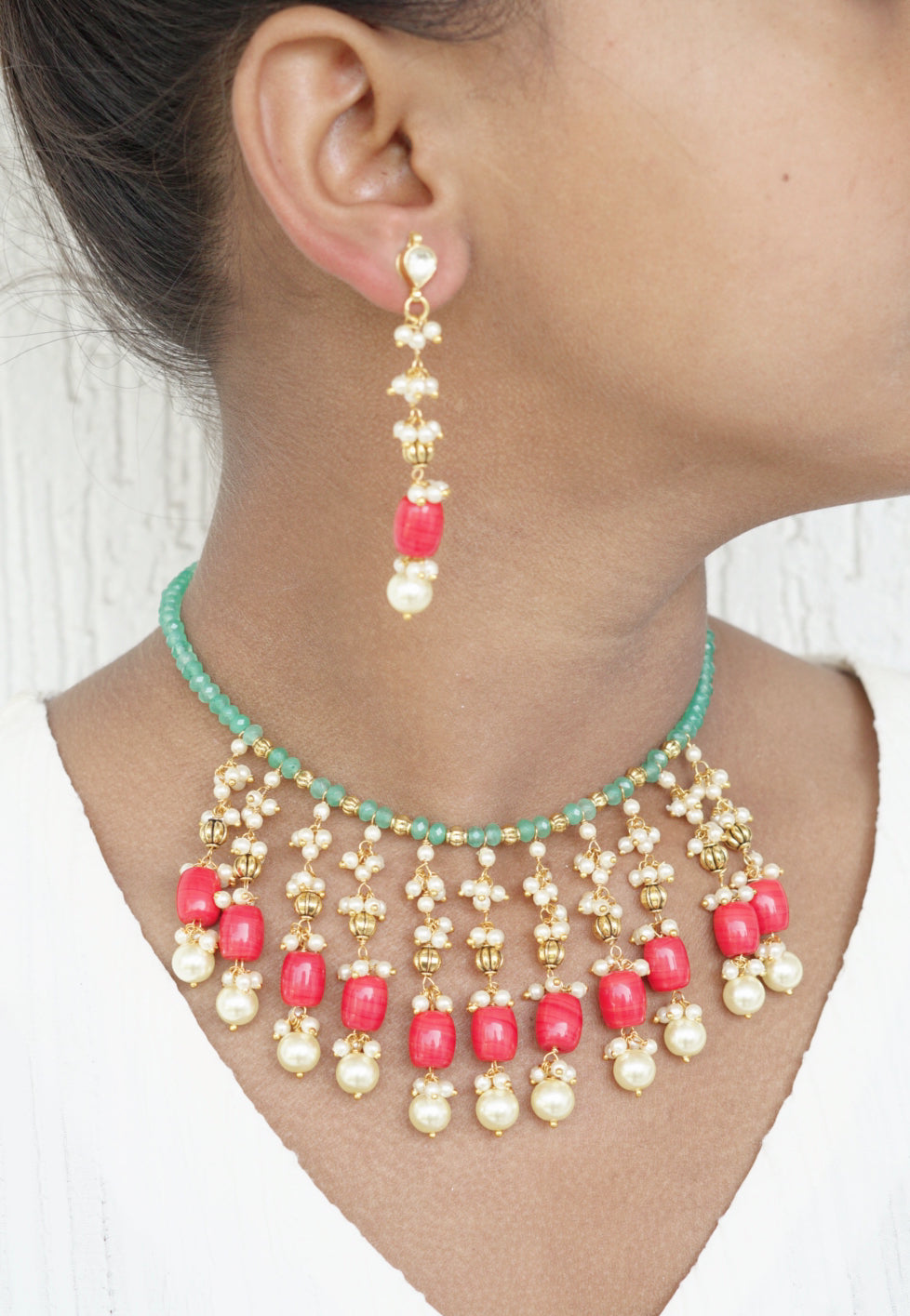 beads necklace set (4-6722)(N)