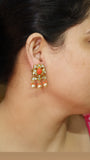 Coral studs earrings (1-3991)(K)