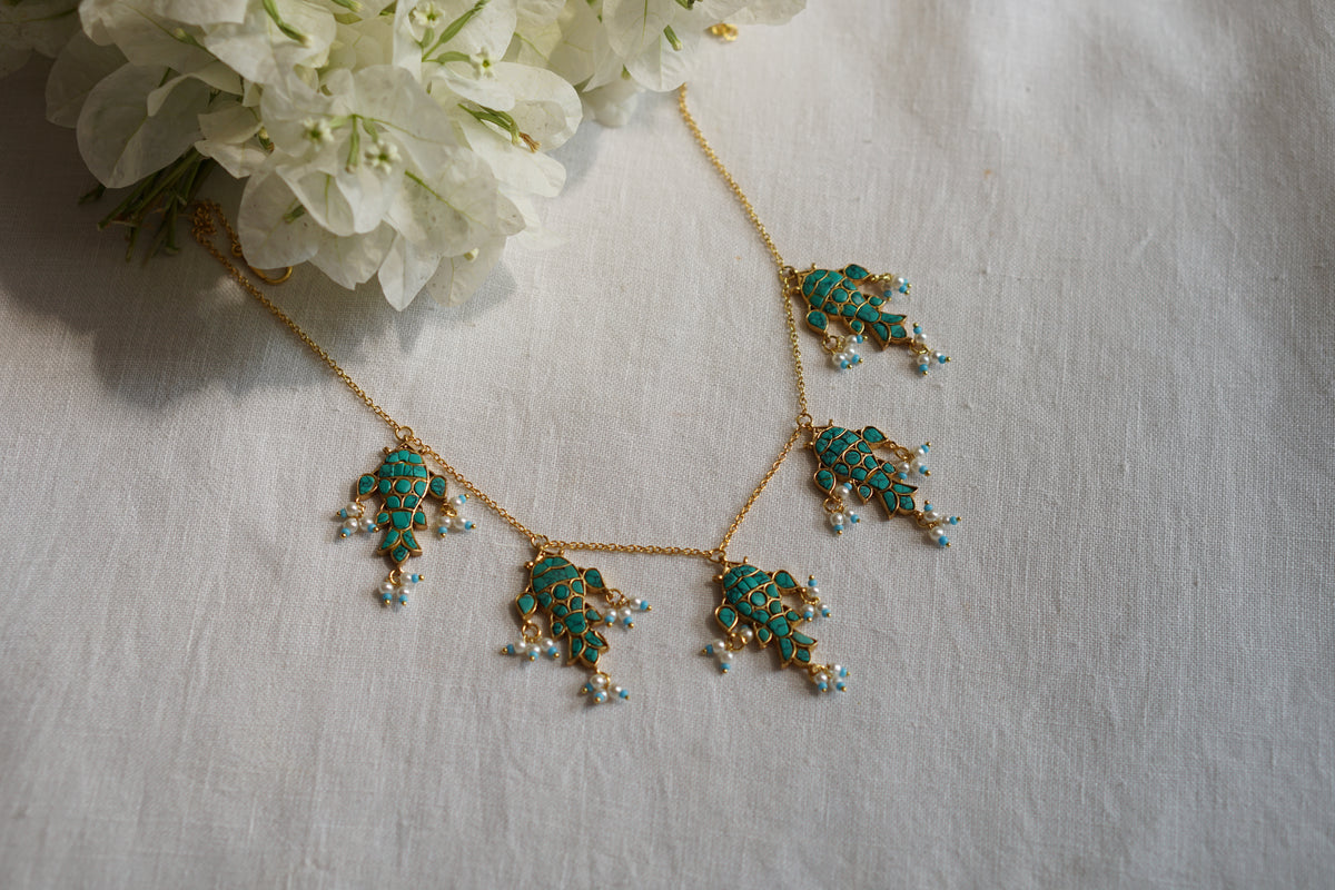 Kundan Fish Necklace (4-9725)(R)