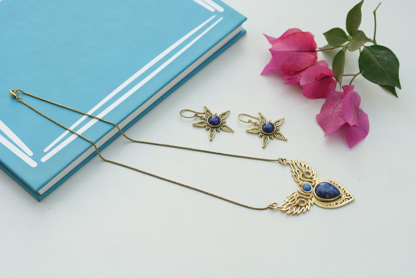 Oxidised blue  pendant set (4-6386)(offer piece)