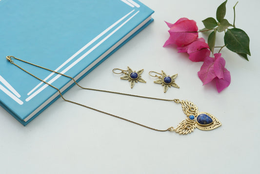 Oxidised blue  pendant set (4-6386)(offer piece)