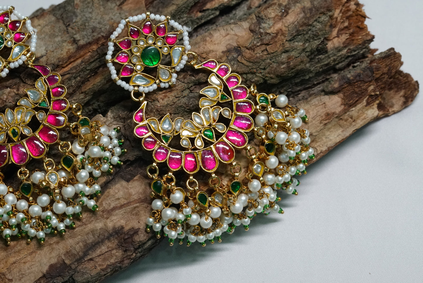 Kundan chandbali earrings(1-2798)(R)(preorder) - JEWELSTYLE