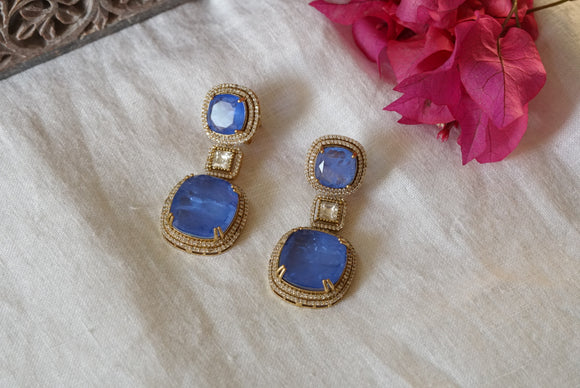 Blue polki  earring  (1-3430)(B)