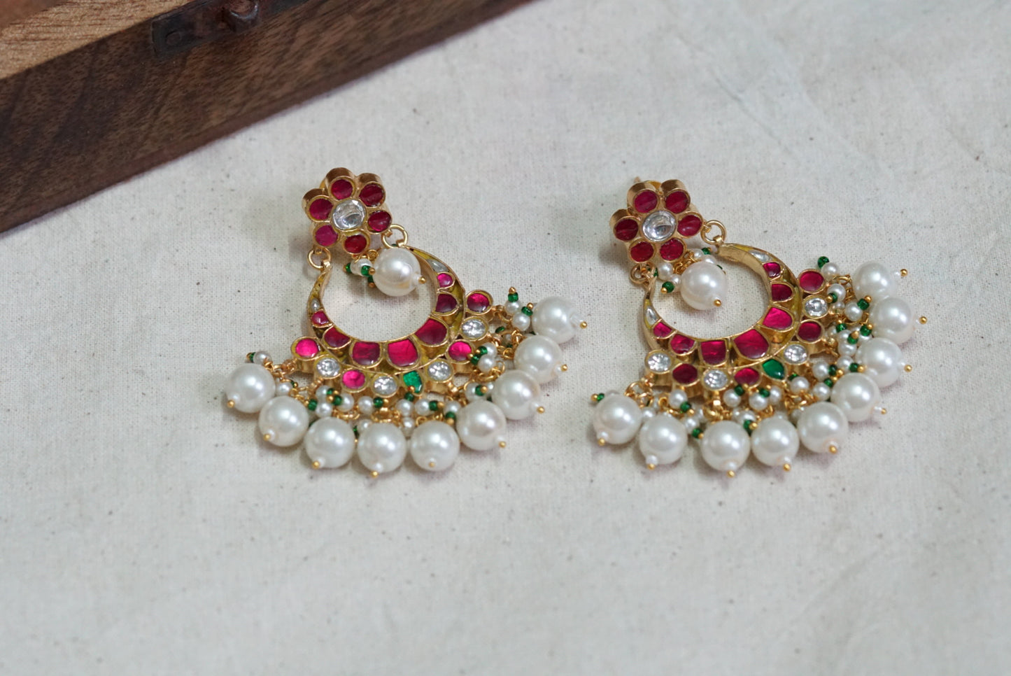 Kundan chandbali earring  (1-2974)(R)(DISCOUNTED)