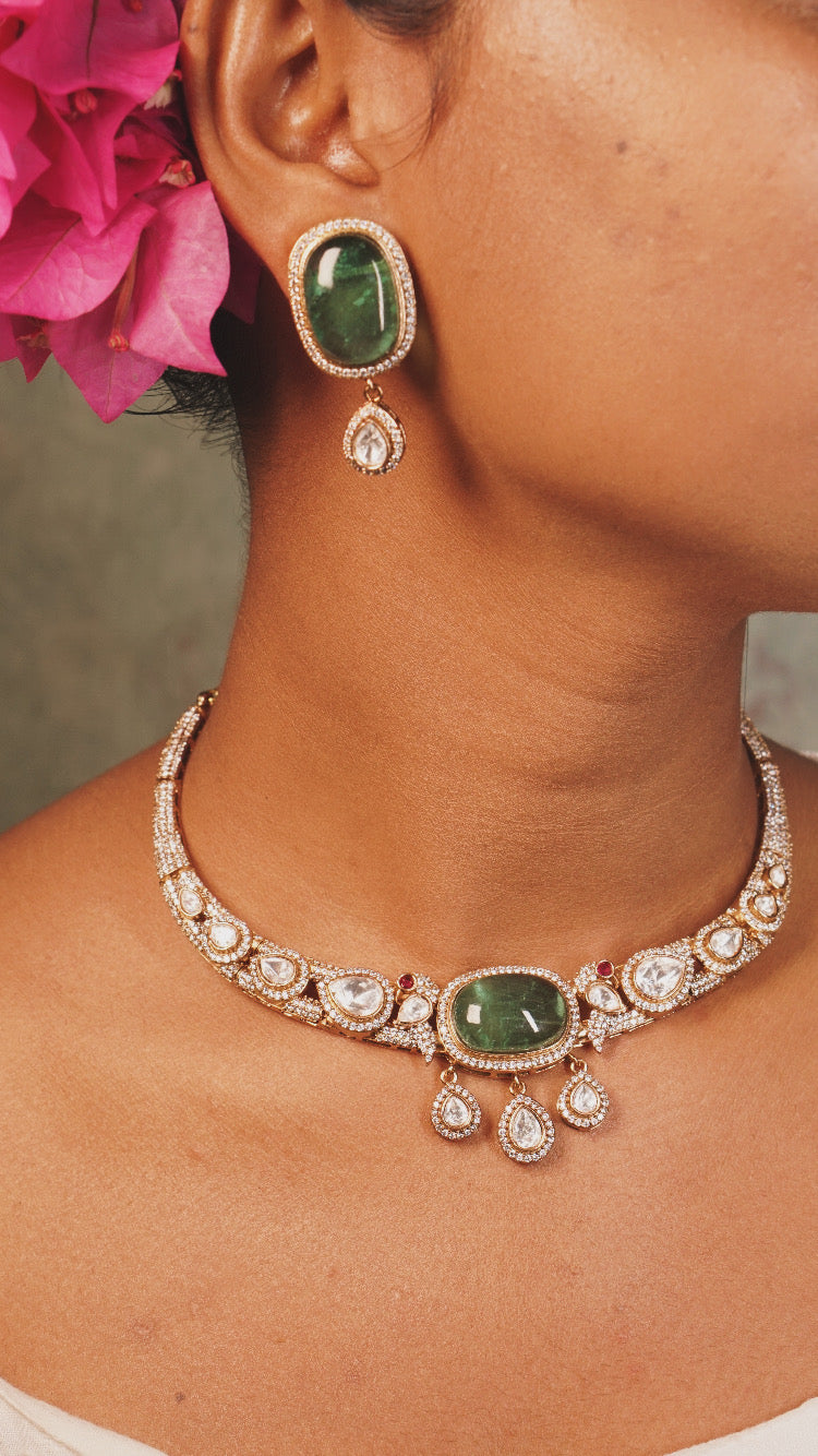 Light Green Polki Choker set (4-7996)(B)(offer piece)