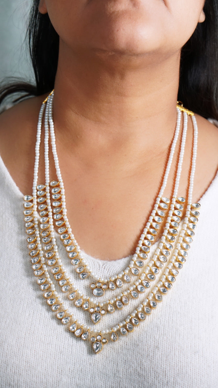 Kundan 3 Line Ranihaar Necklace (4-7911)(R)(MADE ON ORDER 15-20DAYS) - JEWELSTYLE