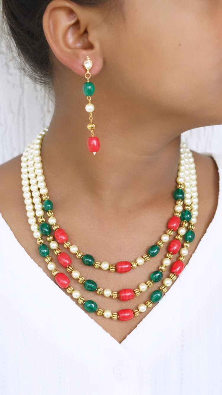 Beads necklace set (4-6677)(N) - JEWELSTYLE