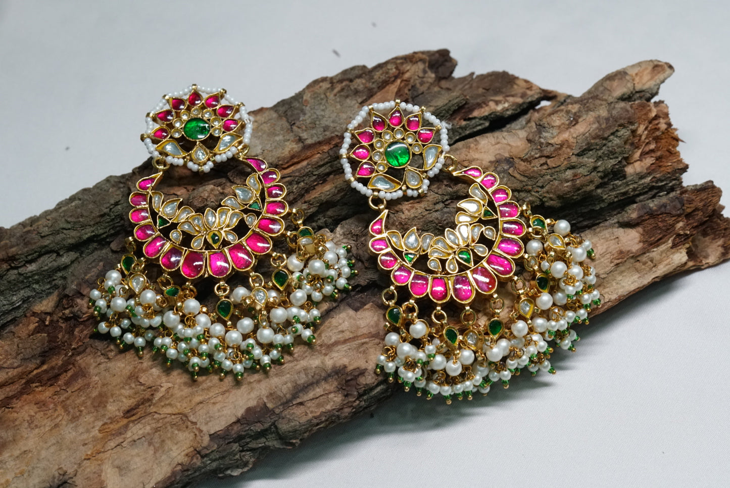 Kundan chandbali earrings(1-2798)(R)(preorder) - JEWELSTYLE