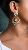 White Polki chandbali earring (1-3507)(B)