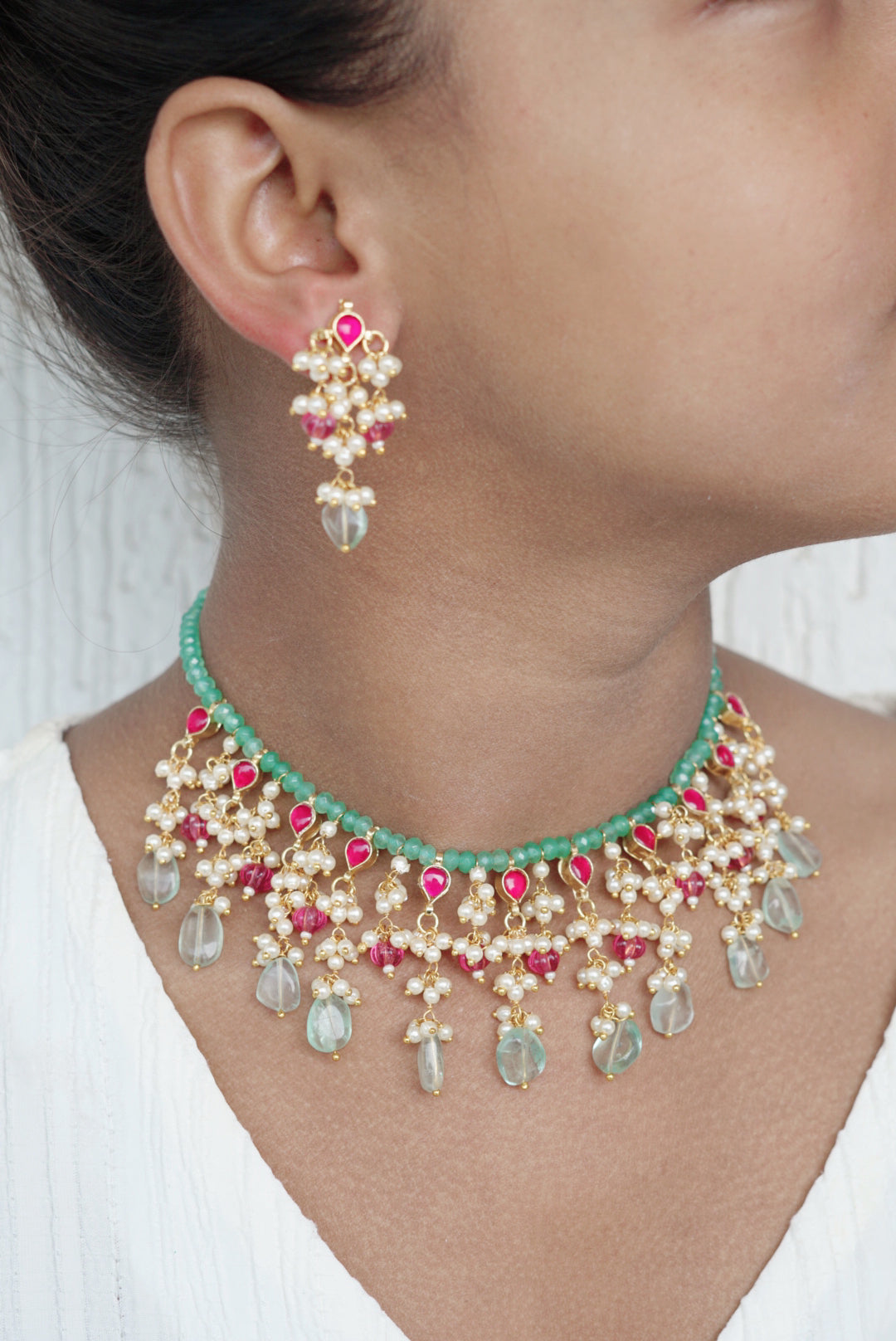 Beads necklace set (4-6678)(N) - JEWELSTYLE