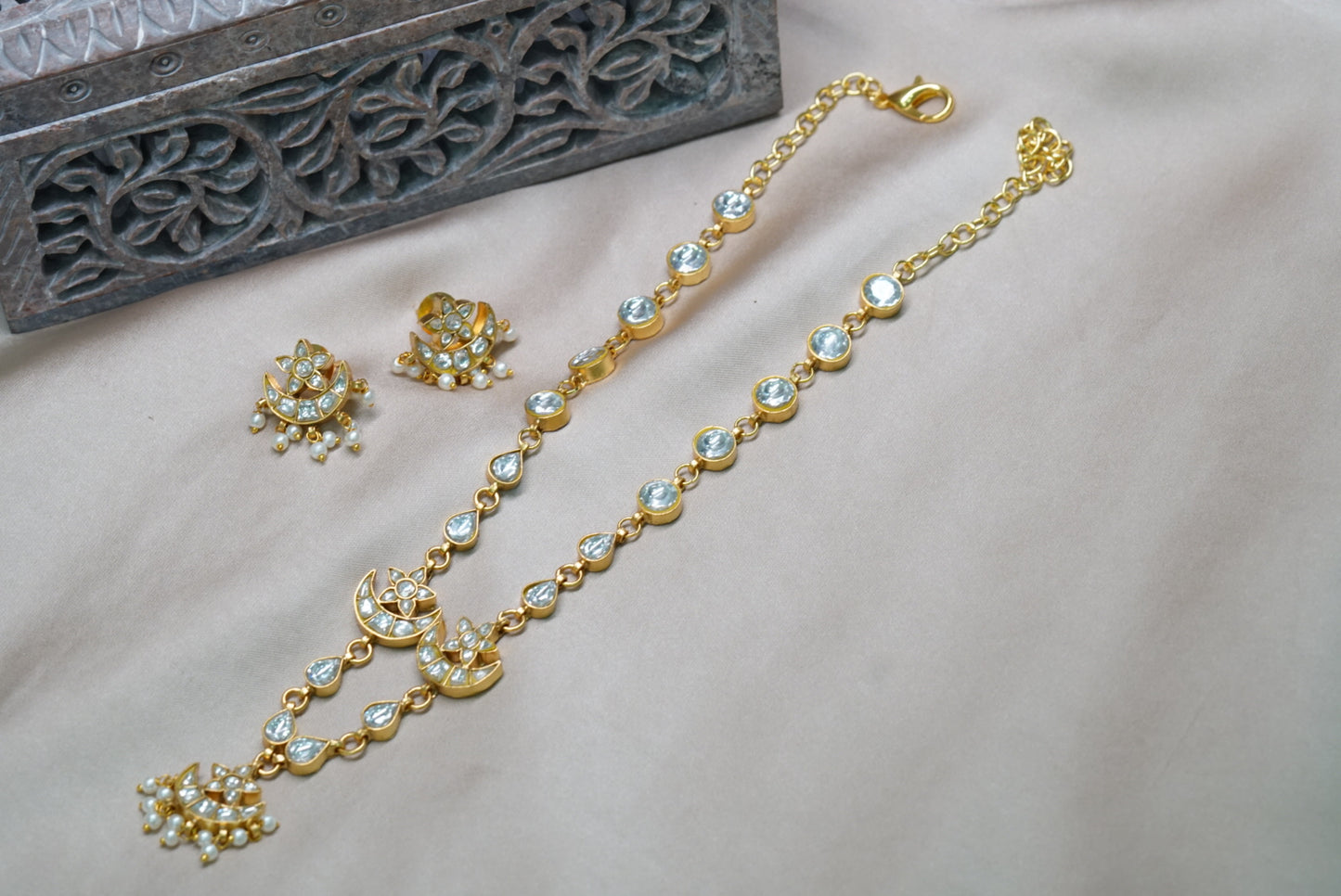 White Kundan  Necklace set (4-5472)(R)(PREORDER) - JEWELSTYLE