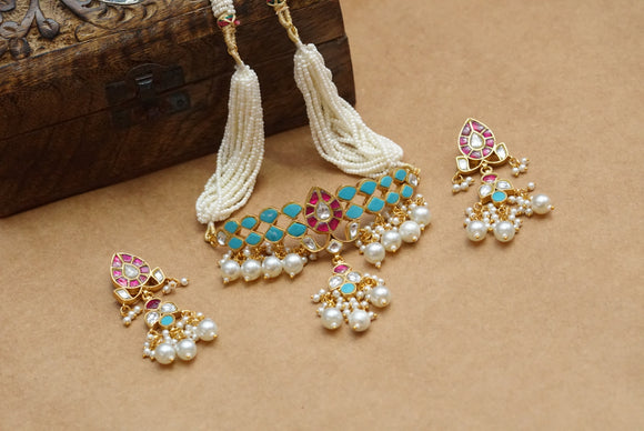 Kundan  necklace set (4-5534(R)