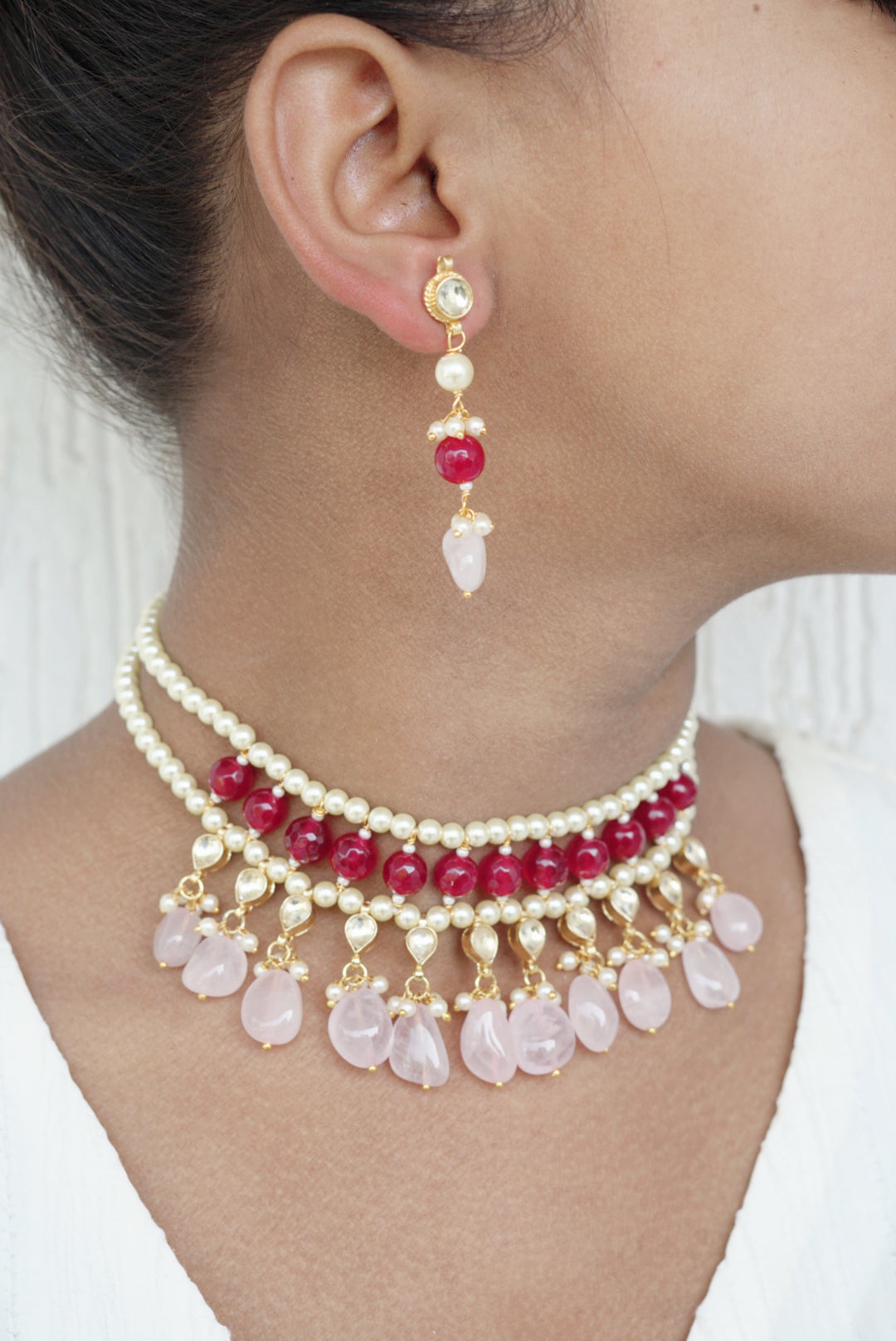 Kundan Beads necklace set (4-6694)(N) - JEWELSTYLE
