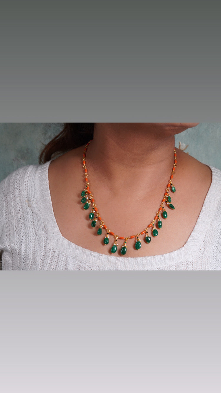 Coral Beads necklace  (4-7795) (K)(PREORDER)