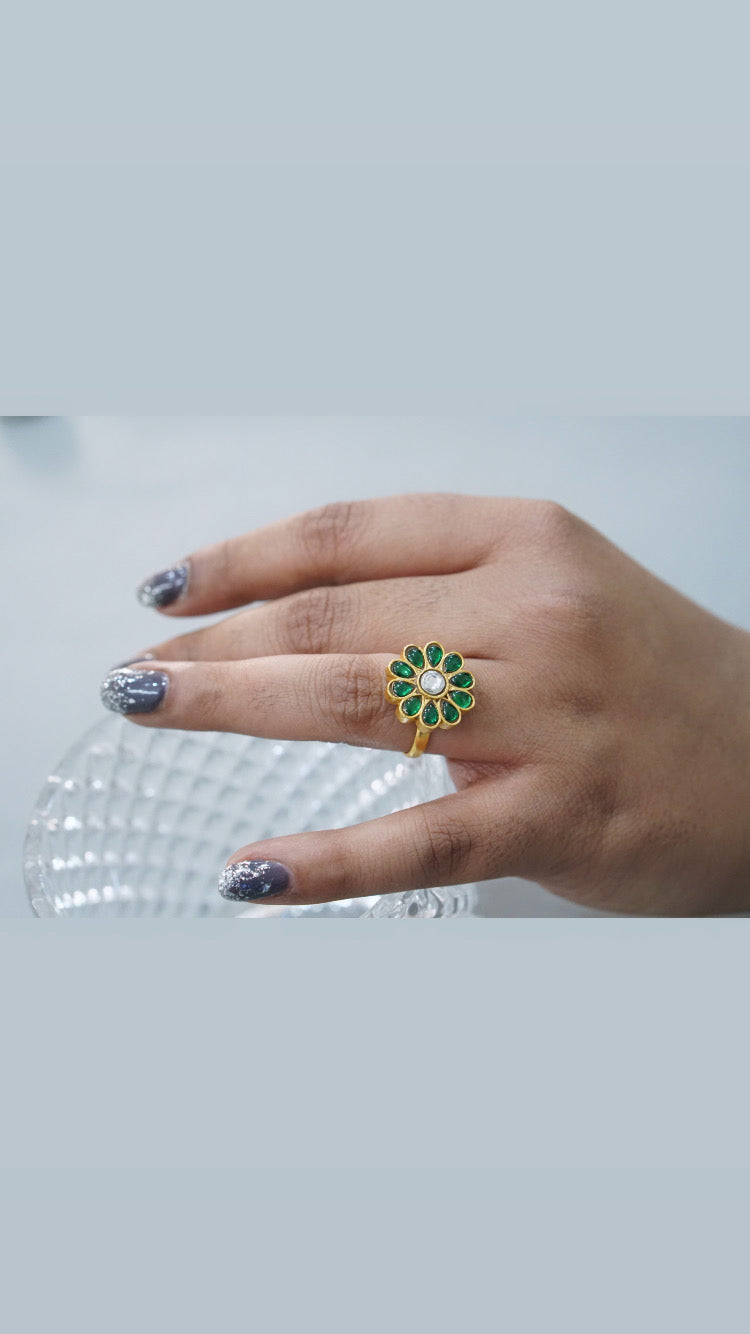 Small Kundan Ring (6-272)(AK) - JEWELSTYLE