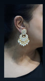 White Kundan chandbali earrings (1-4143)(R)