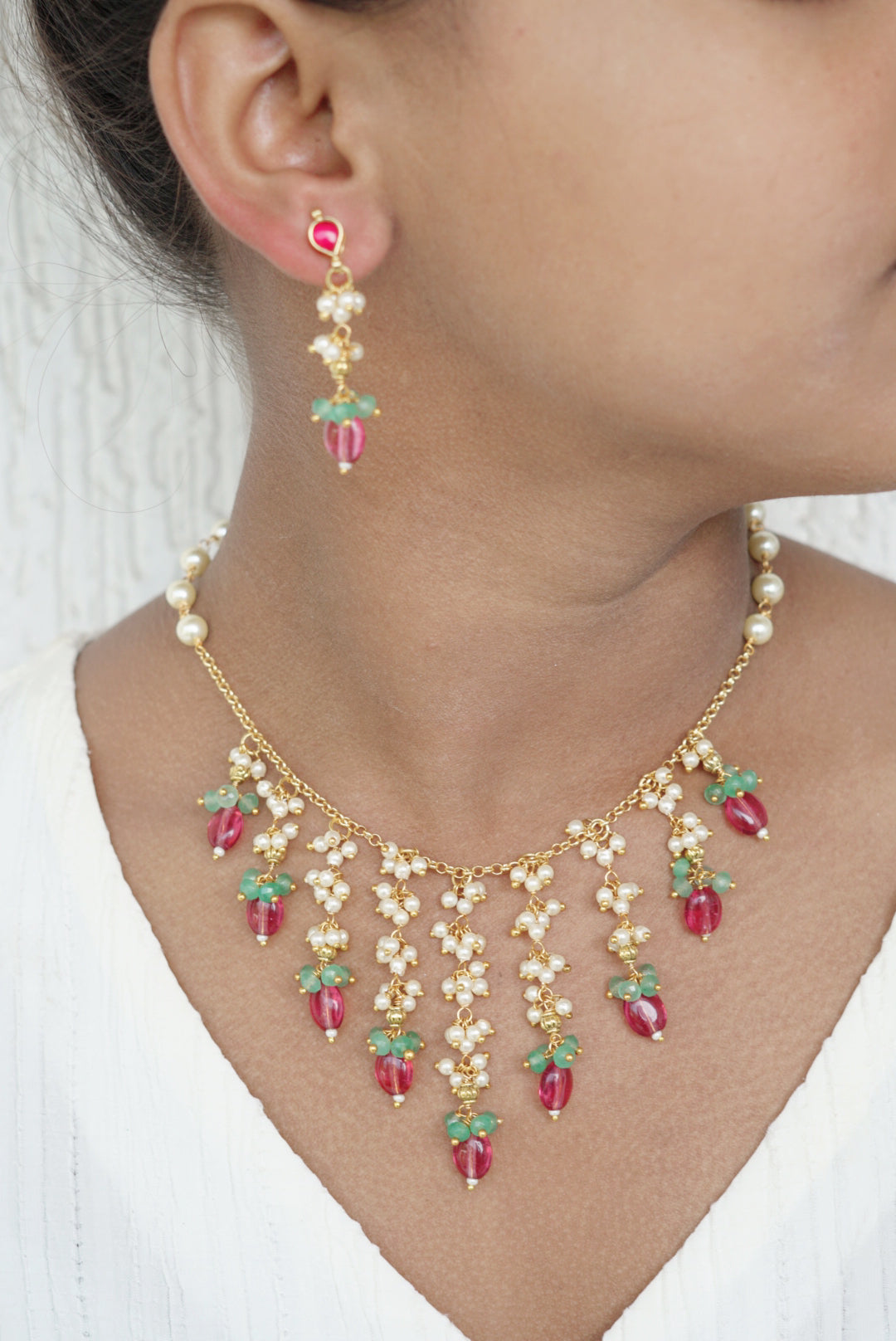 beads necklace set (4-6726)(N)
