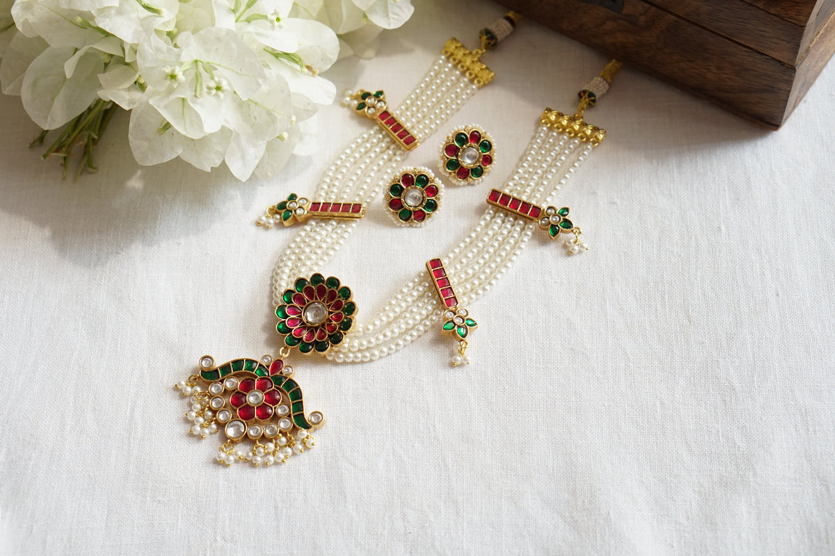 Kundan Necklace Set (4-9727)(R)