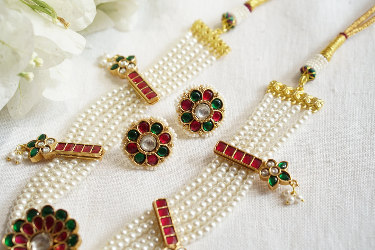 Kundan Necklace Set (4-9727)(R)